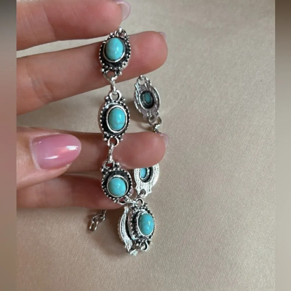 silver boho anklet A583